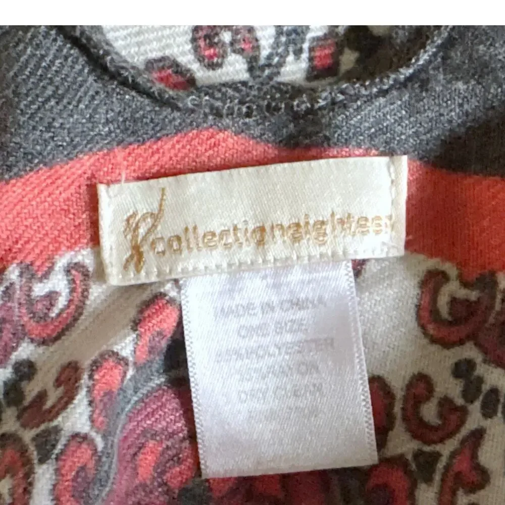 Collection Eighteen Womens One Size Paisley Ruana Wrap Shawl Cap Gray Red White